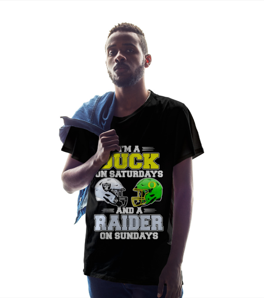 I'm A Duck On Saturdays And A Raider On Sundays Football Helmet T-Shirt