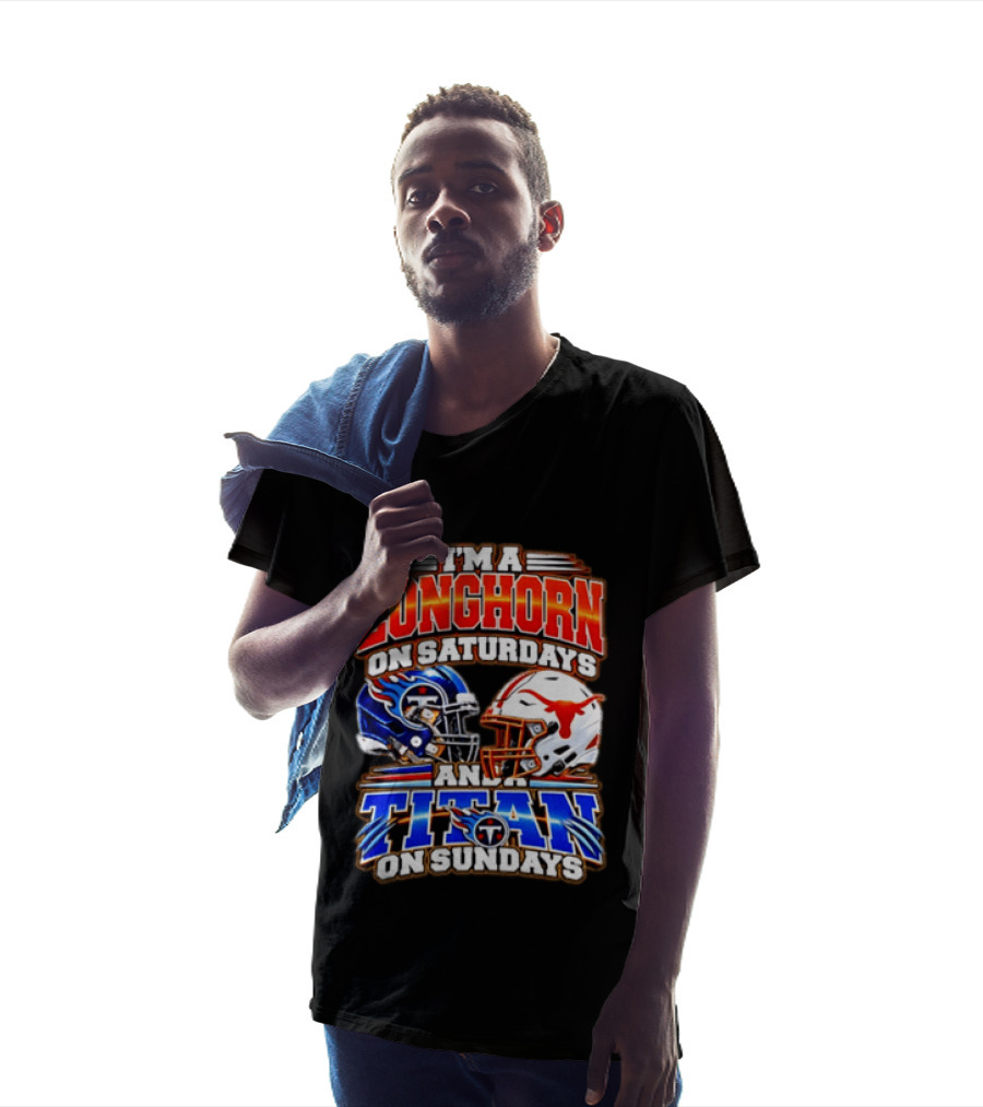 Texas Longhorns On Saturdays Tennessee Titans On Sundays Football Fan Helmets T-Shirt