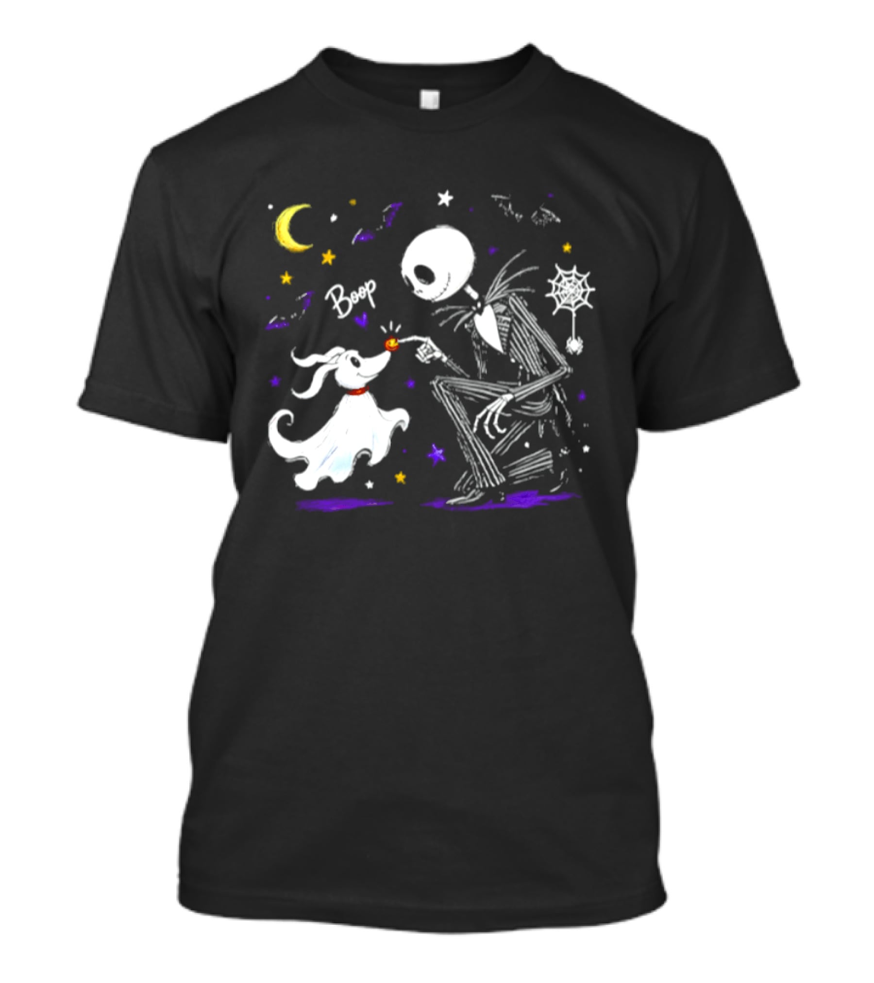 Jack Skellington Zero Dog Boop Halloween 2026 Moon Bats Stars T-Shirt