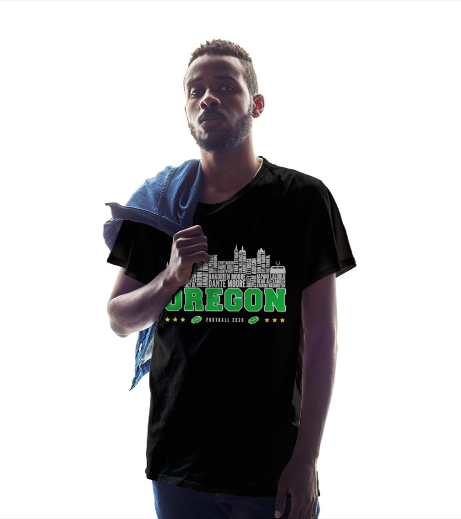 Oregon Ducks Football 2026 City Skyline Stars Helmets T-Shirt