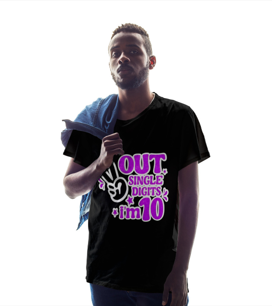 Out Single Digits I'm 10 Peace Sign Birthday Celebration T-Shirt