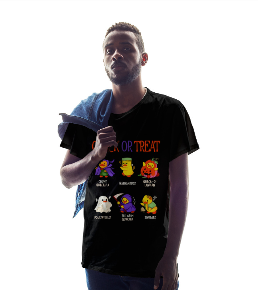 Quack Or Treat Count Quackula Frankenduck Quack O' Lantern Poultrygeist The Grim Quacker Zombeak T-Shirt