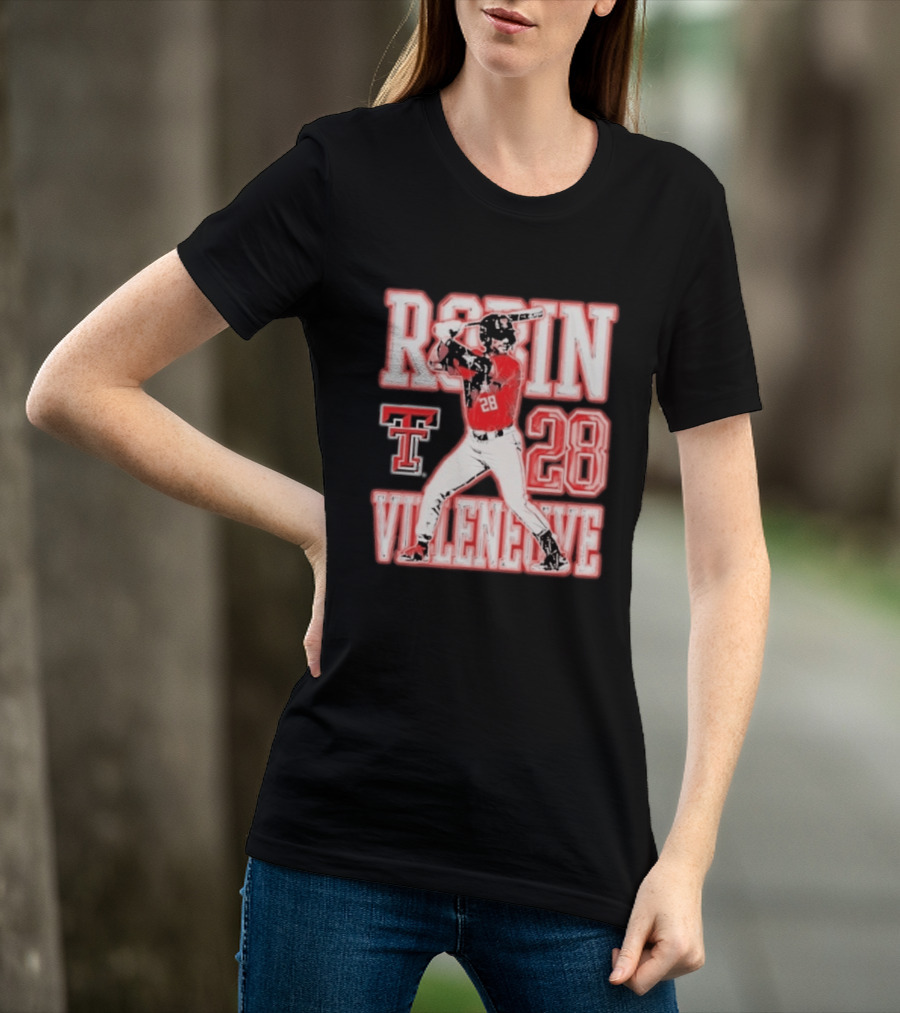 Robin Villeneuve Texas Tech Red Raiders 28 Baseball NCAA Swing T-Shirt