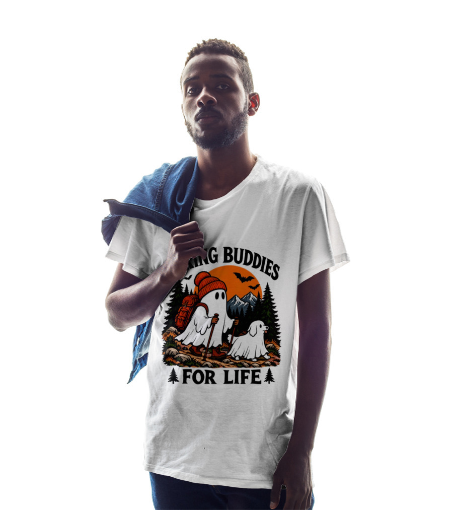 Hiking Buddies For Life Ghost And Dog Halloween Adventure T-Shirt