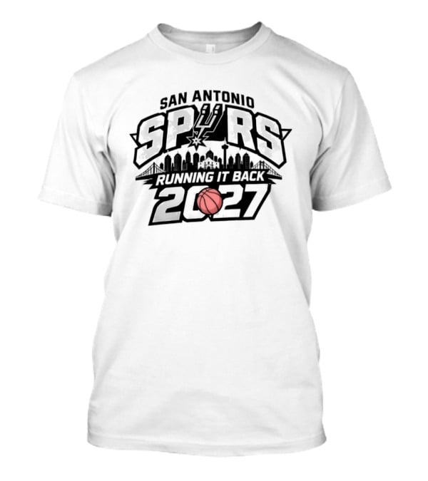 San Antonio Spurs Running It Back 2027 Skyline Basketball T-Shirt