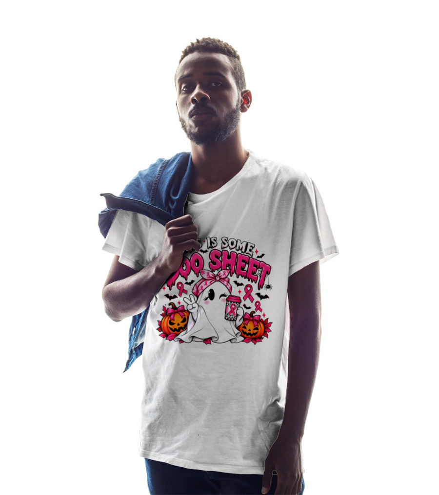 This Is Some Boo Sheet Breast Cancer Awareness Ghost Halloween Pink Ribbons Pumpkin T-Shirt