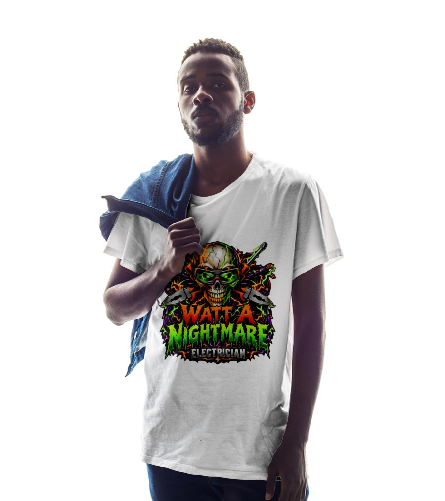 Watt A Nightmare Electrician Skull Halloween T-Shirt
