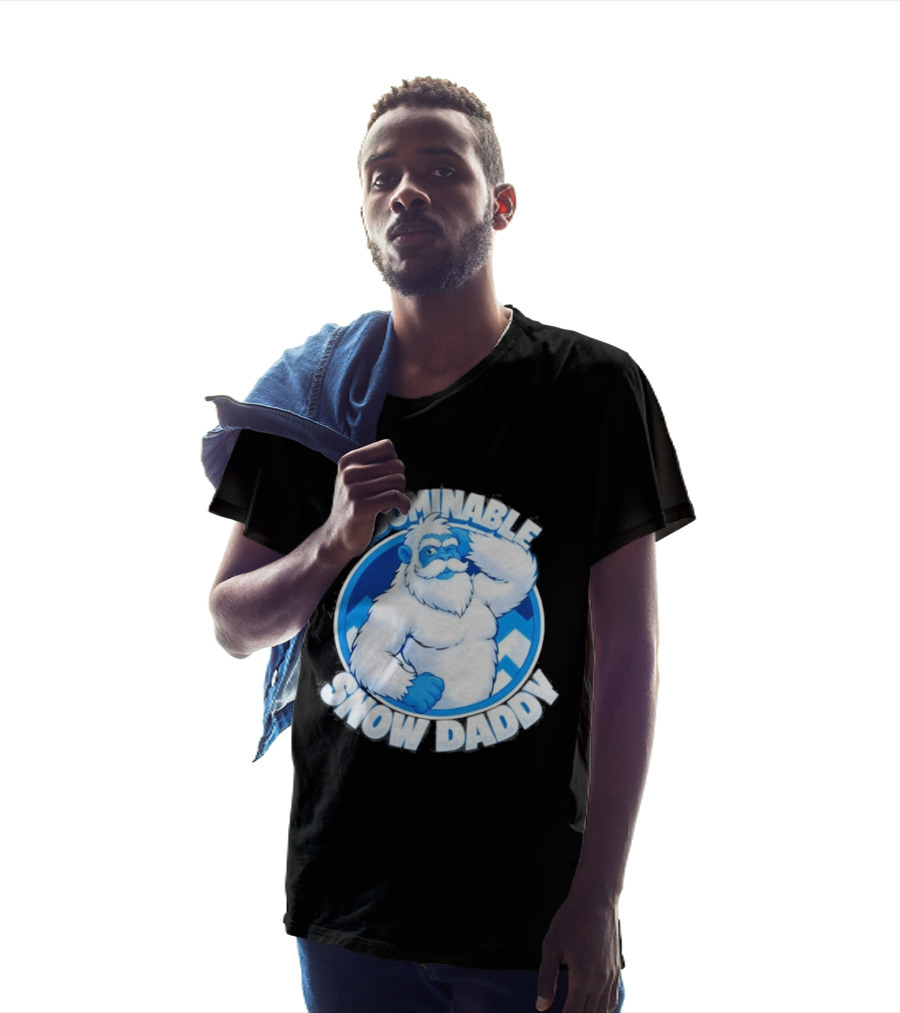 Abominable Snow Daddy Yeti Bigfoot Sasquatch Ice Blue Circle T-Shirt