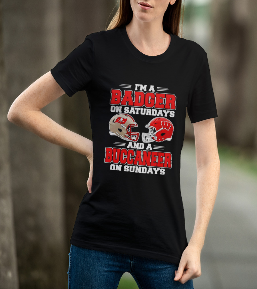 I'm A Badger On Saturdays And A Buccaneer On Sundays Football Helmet T-Shirt