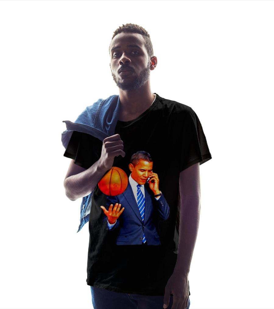 Barack Obama Basketball Phone Call In Suit And Tie T-Shirt