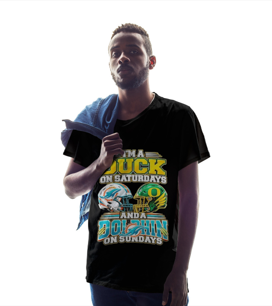 I'm A Duck On Saturdays And A Dolphin On Sundays Football Helmets T-Shirt