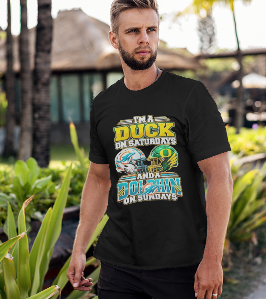 I'm A Duck On Saturdays And A Dolphin On Sundays Football Helmets T-Shirt