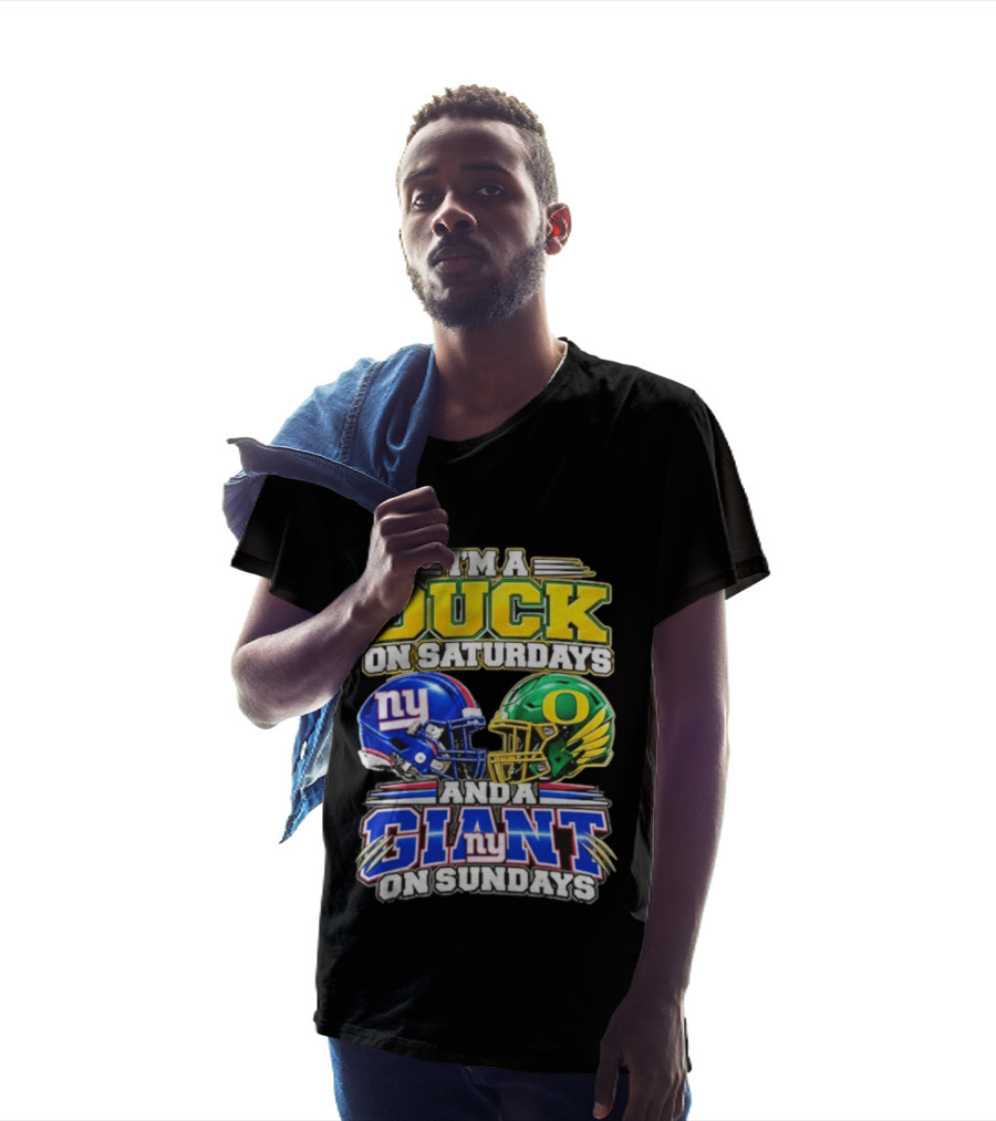 I'm A Duck On Saturdays Oregon Helmet And A Giant On Sundays NY Helmet T-Shirt