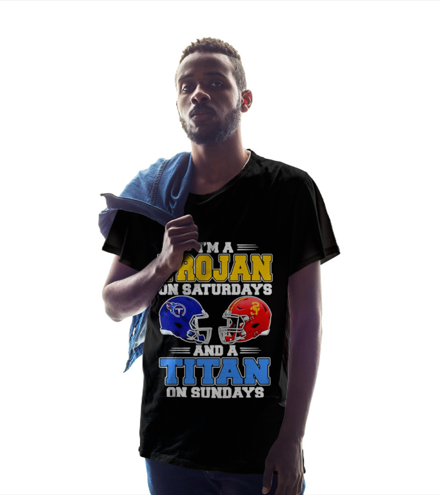 USC Trojans On Saturdays Titans On Sundays Football Helmets T-Shirt