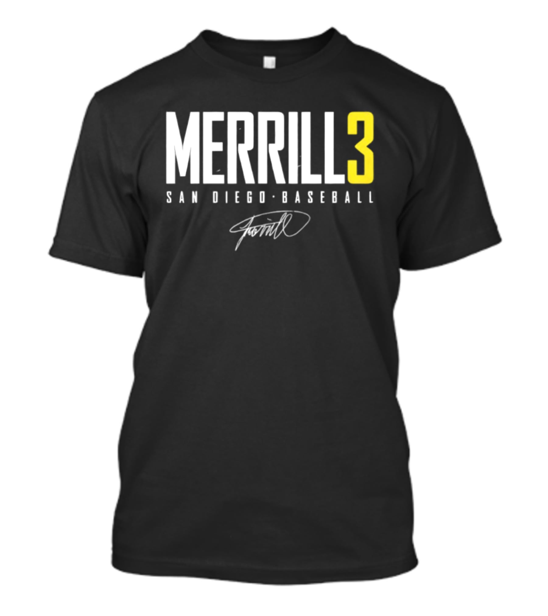 Jackson Merrill 3 San Diego Padres Name And Number Singature T-Shirt