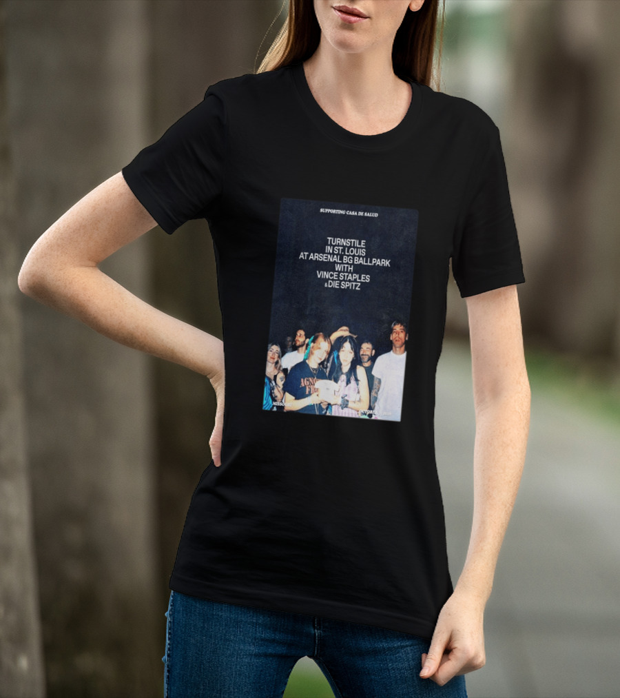 Turnstile St. Louis Arsenal BG Ballpark Vince Staples Die Spitz October 2026 Supporting Casa De Salud Missouri T-Shirt