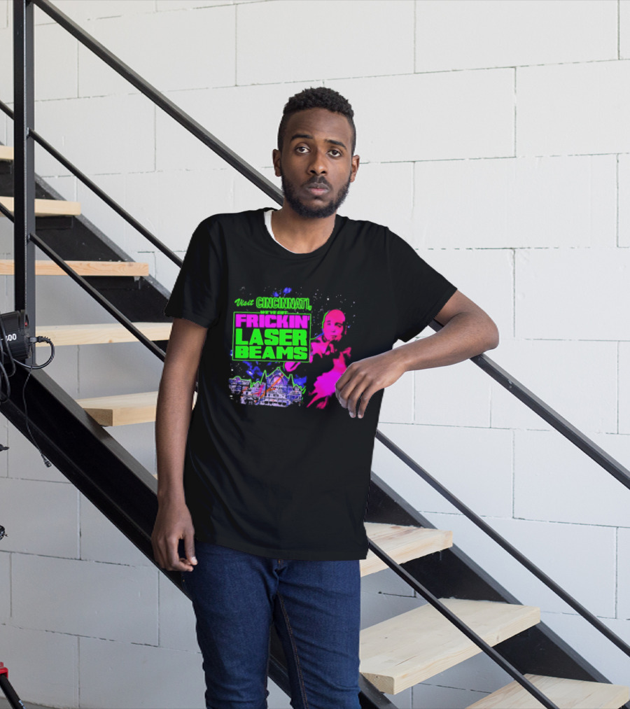 Visit Cincinnati Frickin' Laser Beams Retro Neon T-Shirt