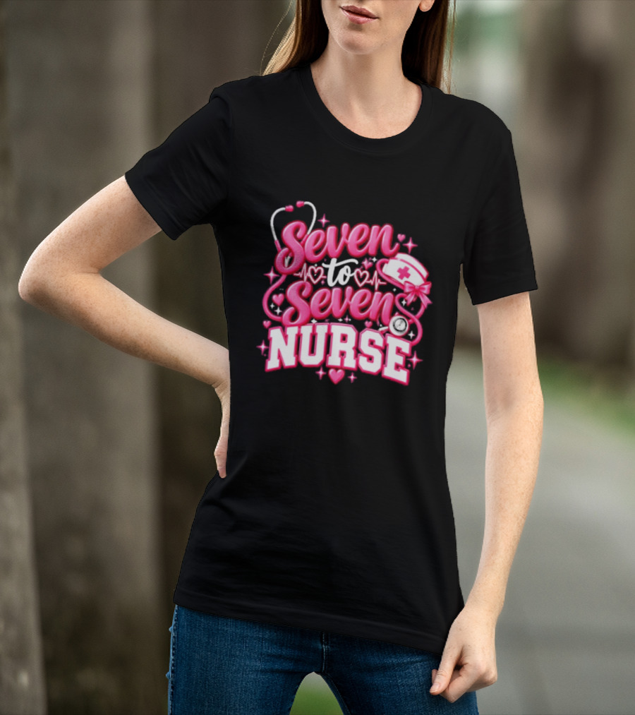 Seven To Seven Nurse Heartbeat And Stethoscope T-Shirt