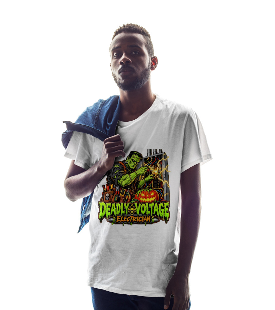 Deadly Voltage Electrician Frankenstein Halloween 2026 T-Shirt