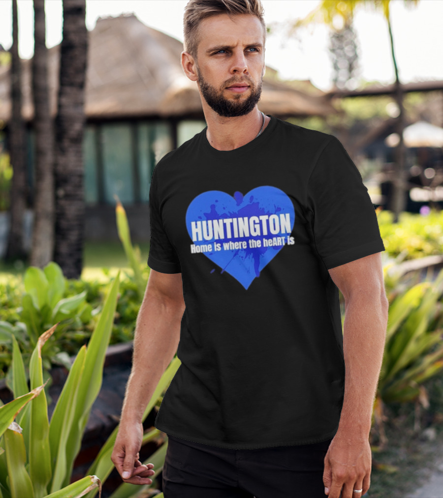 Huntington Home Is Where The Heart Is Blue Paint Splatter T-Shirt