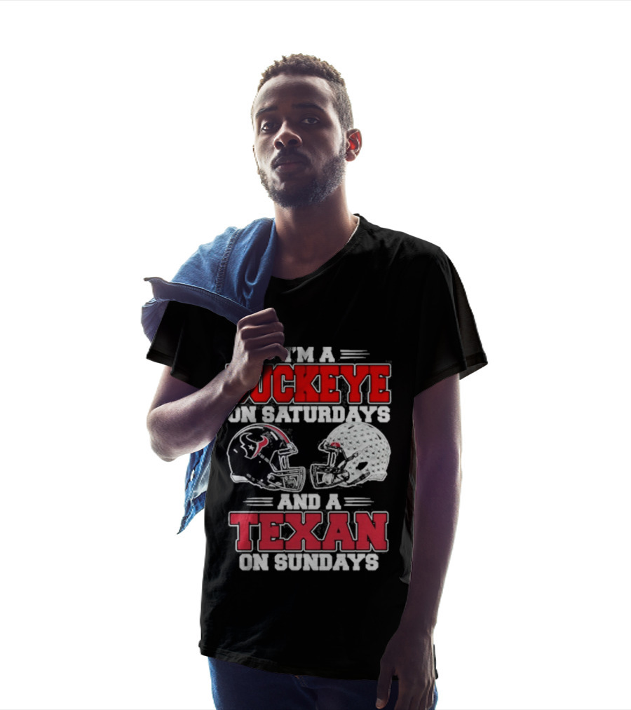 Buckeye On Saturdays Texan On Sundays Football Fan Gear T-Shirt