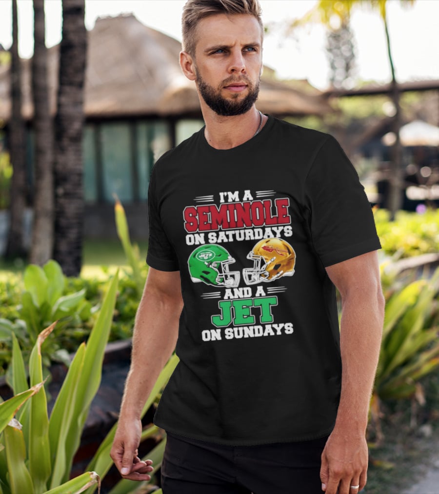 I'm A Seminole On Saturdays And A Jet On Sundays Football Helmets T-Shirt