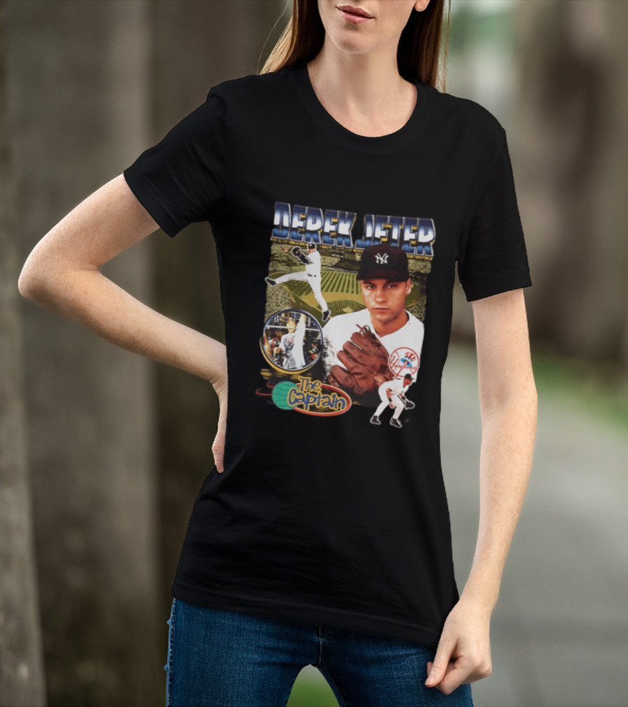 Derek Jeter New York Yankees The Captain MLB Player Tribute Two Sided T-Shirt