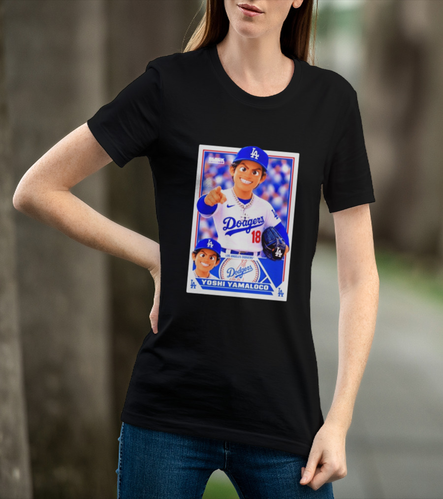 Block Legendz Yoshi Yamaloco Los Angeles Dodgers No 18 Baseball Card T-Shirt