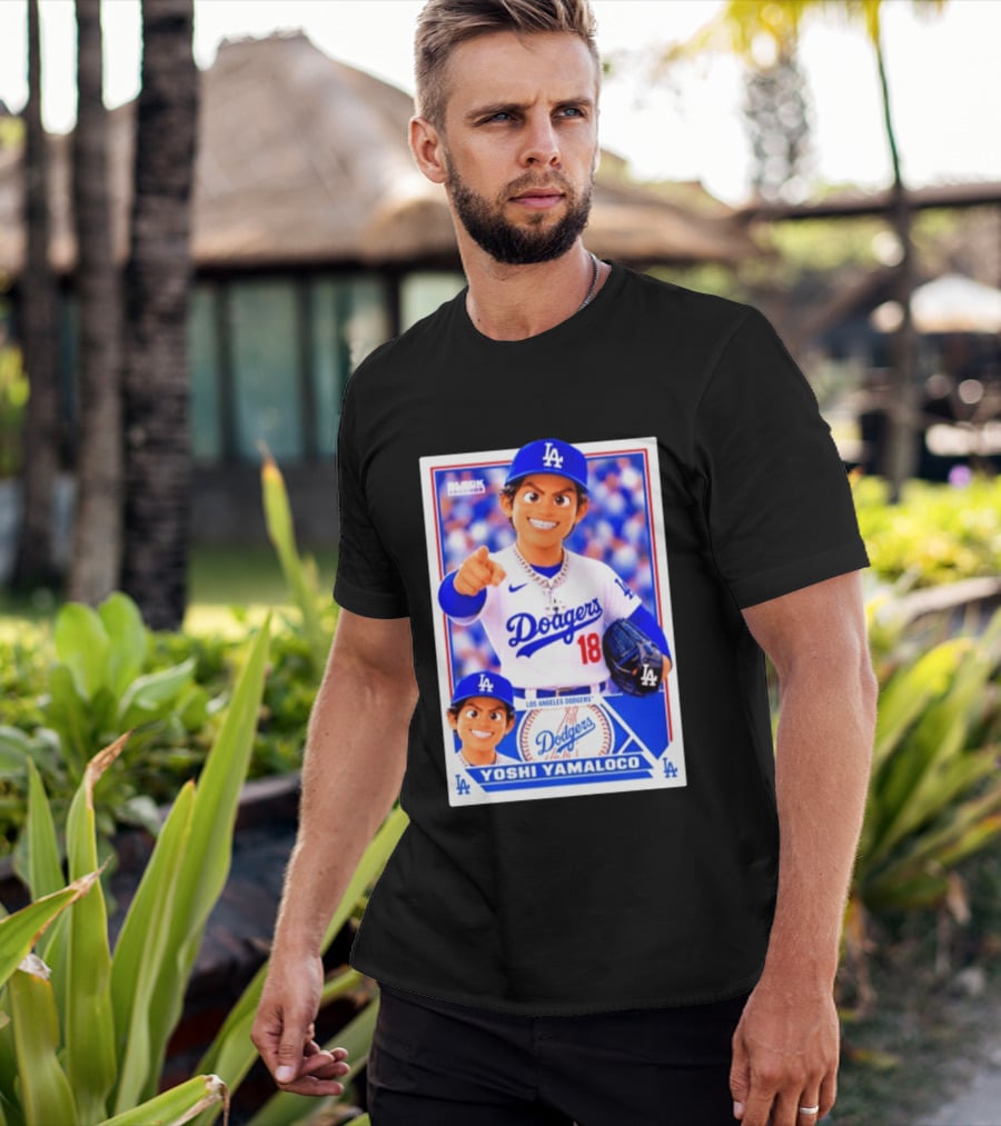 Block Legendz Yoshi Yamaloco Los Angeles Dodgers No 18 Baseball Card T-Shirt