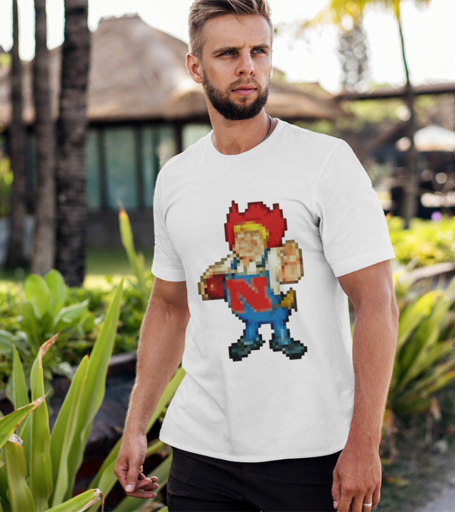 Herbie Husker Nebraska Cornhuskers Pixelated Character With Football T-Shirt