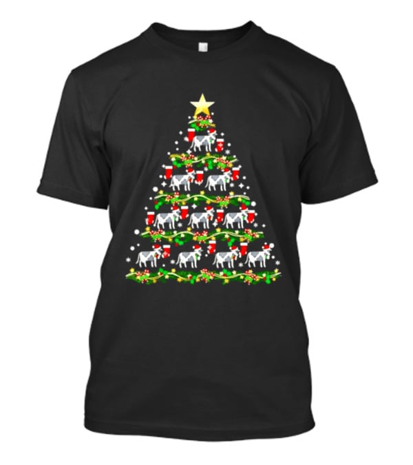 Cow Themed 2026 Christmas Tree With Festive Stockings Holiday Decor T-Shirt