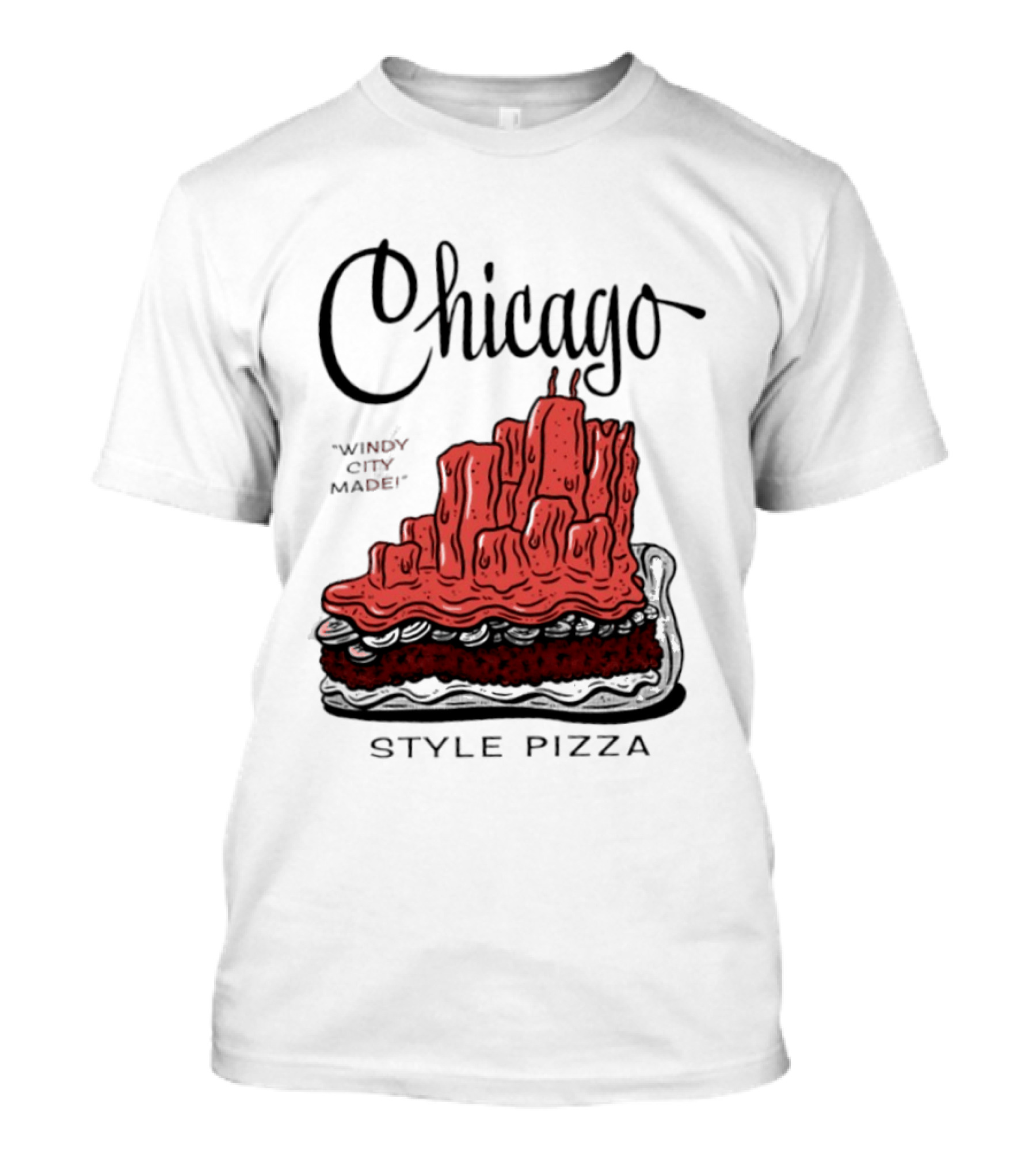 Chicago Windy City Made Deep Dish Style Pizza T-Shirt