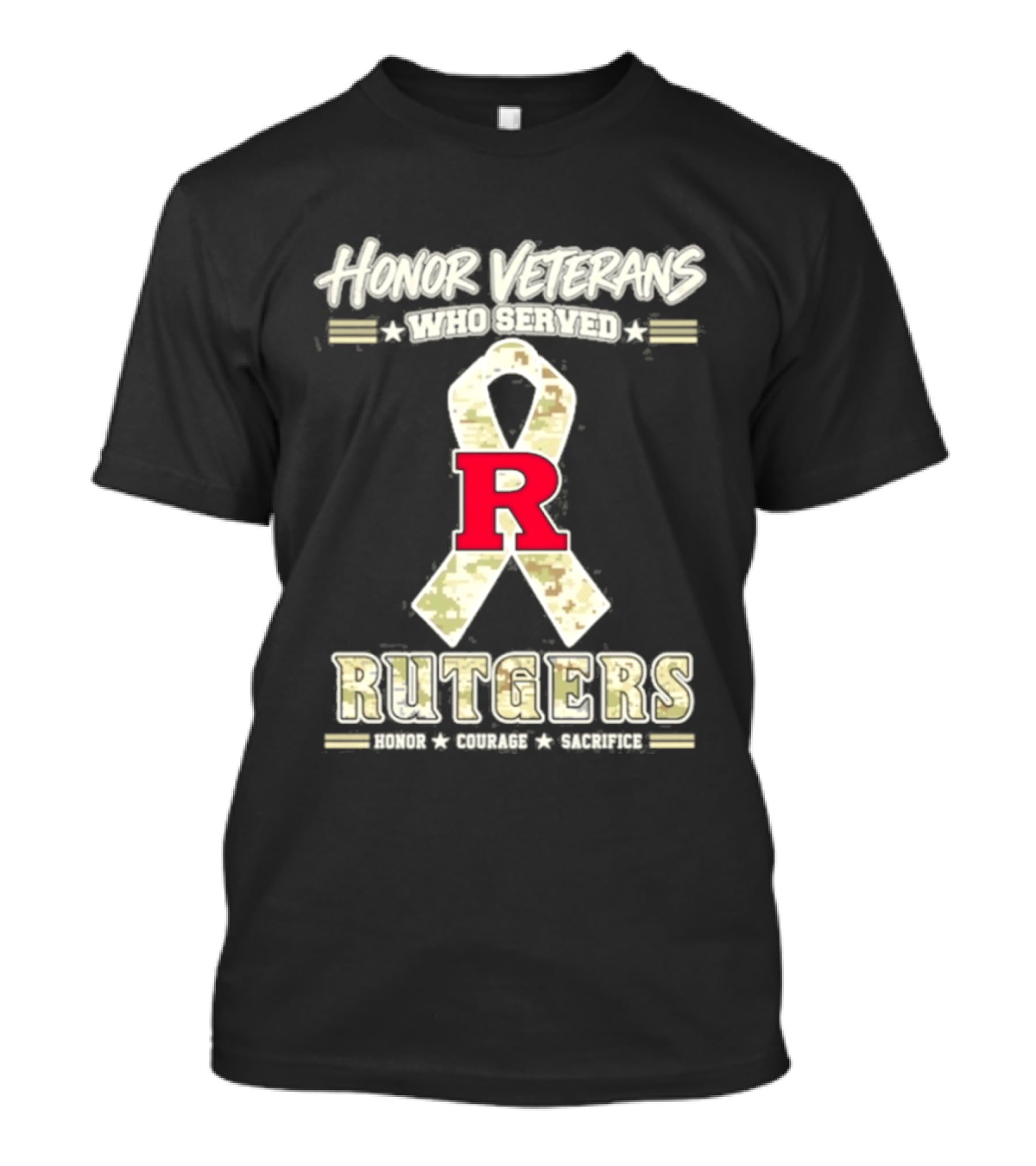 Rutgers Scarlet Knights Honor Veterans Camo Ribbon Veterans Day T-Shirt