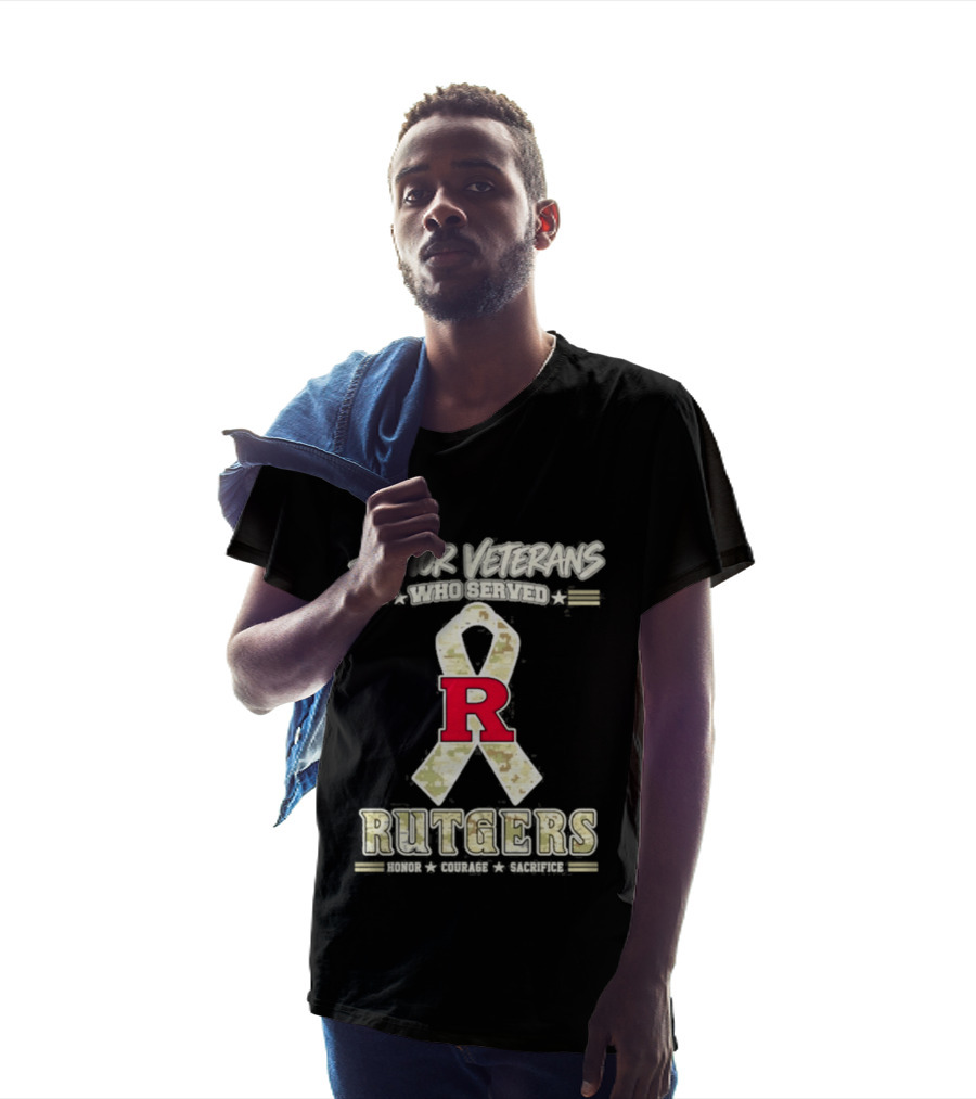 Rutgers Scarlet Knights Honor Veterans Camo Ribbon Veterans Day T-Shirt