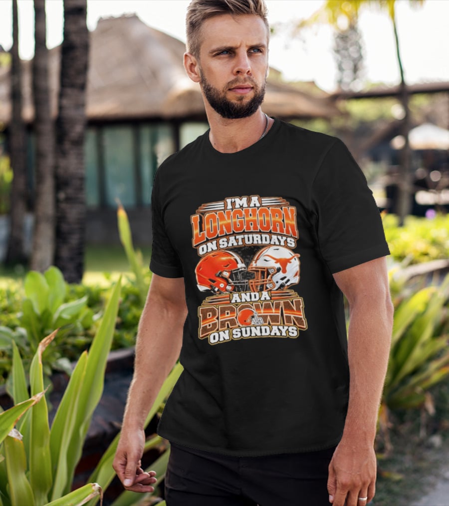 I'm A Longhorns On Saturdays And A Browns On Sundays Football Helmets T-Shirt