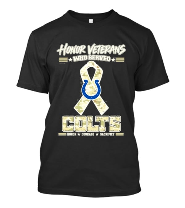 Honor Veterans Indianapolis Colts Military Camo Ribbon Veterans Day T-Shirt