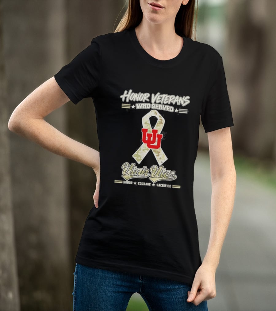 Utah Utes Camo Ribbon Honor Veterans Day Military T-Shirt