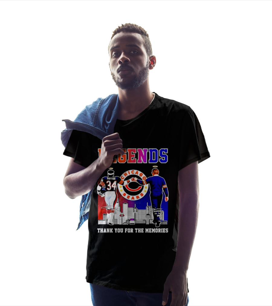 Chicago Bears Legends Walter Payton Mike Ditka Thank You For The Memories Skyline T-Shirt