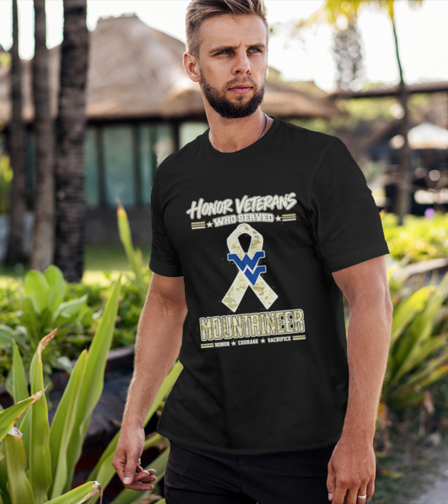 West Virginia Mountaineers Honor Veterans Military Camo Ribbon Veterans Day T-Shirt