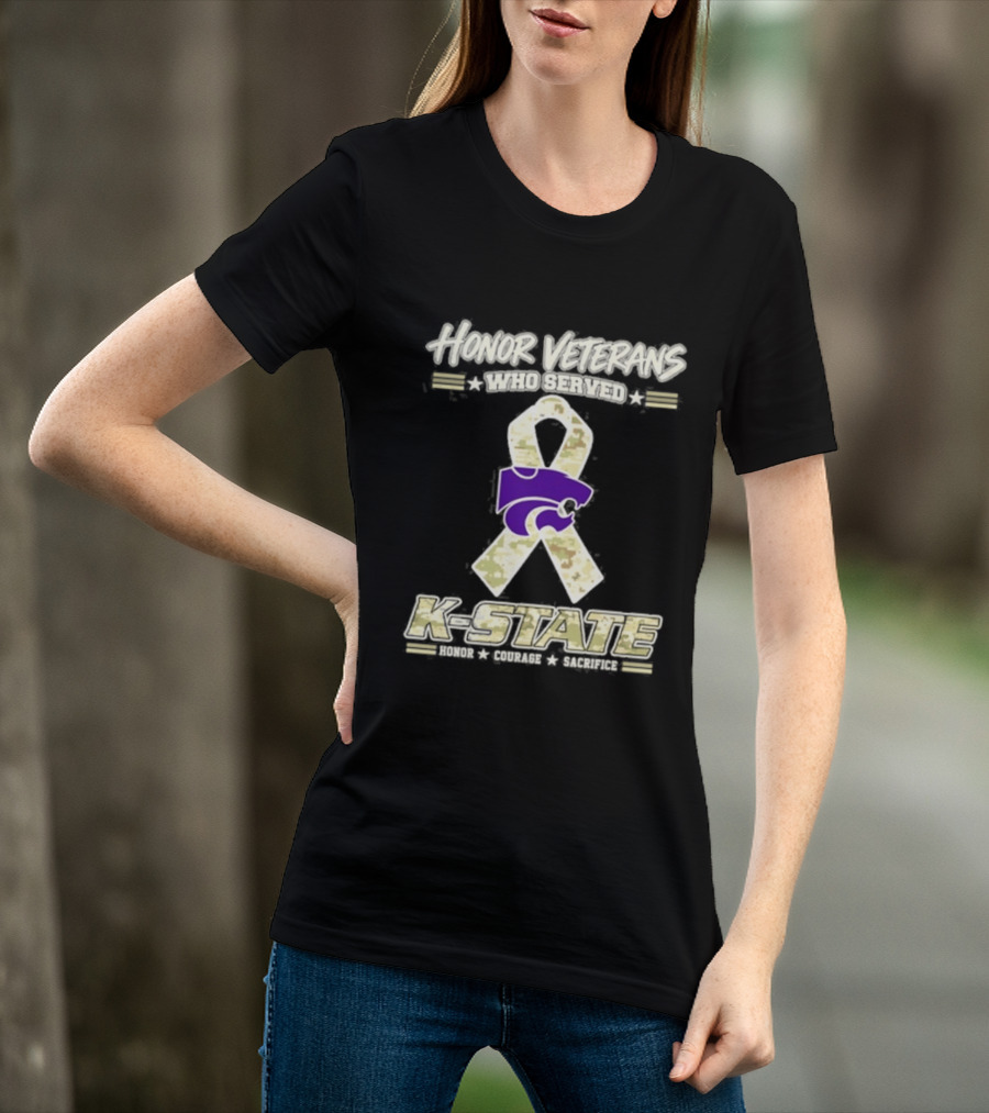 Kansas State Wildcats Honor Veterans Day Camo Ribbon T-Shirt