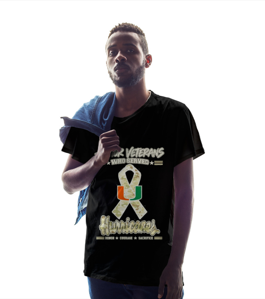Miami Hurricanes Honor Veterans Who Served Camo Ribbon Veterans Day T-Shirt