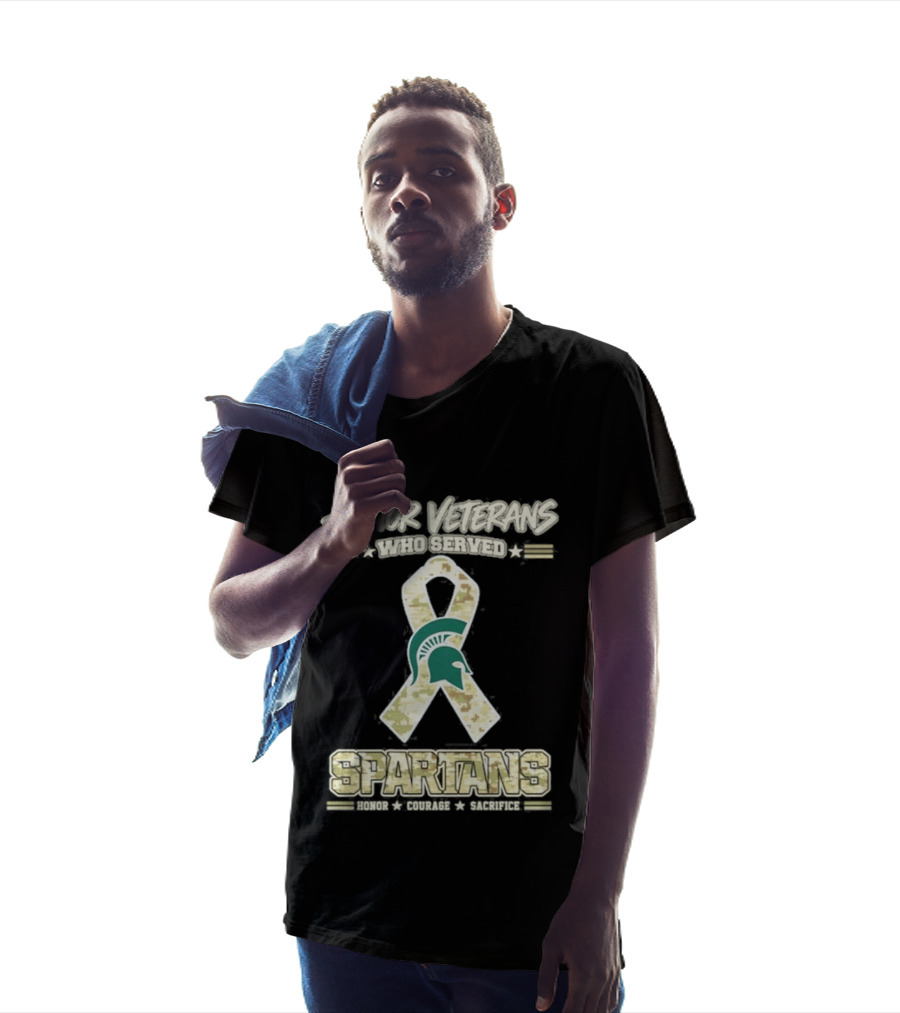 Michigan State Spartans Honor Veterans Camo Ribbon Veterans Day T-Shirt