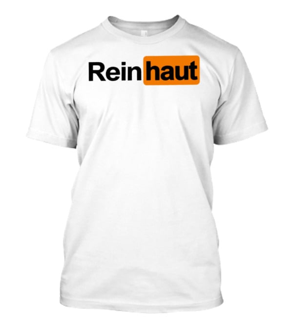 Reinhaut Bold Black And Orange Text Logo Fashion T-Shirt