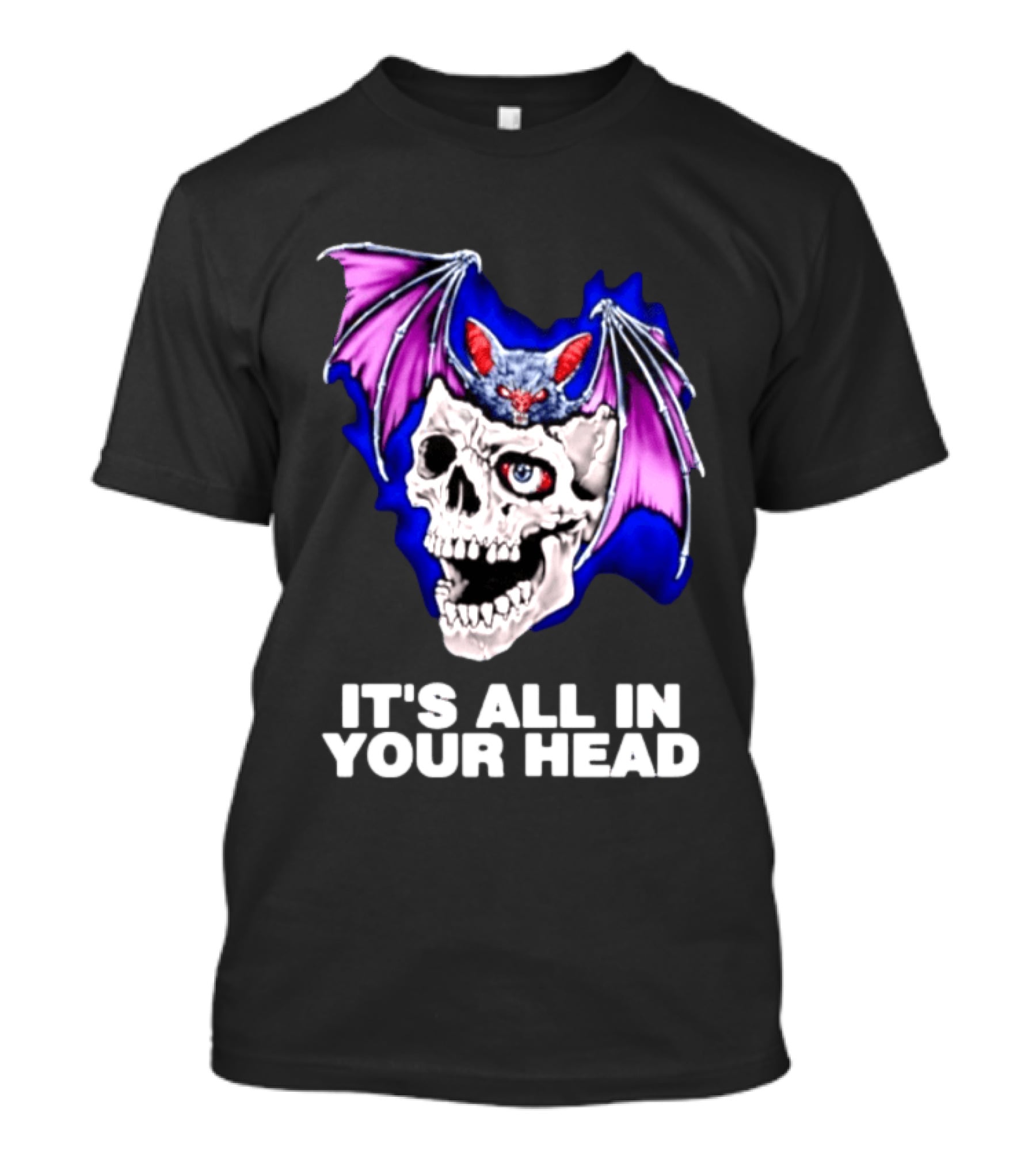 It's All In Your Head Bat Skull Gothic Colorful Horror T-Shirt