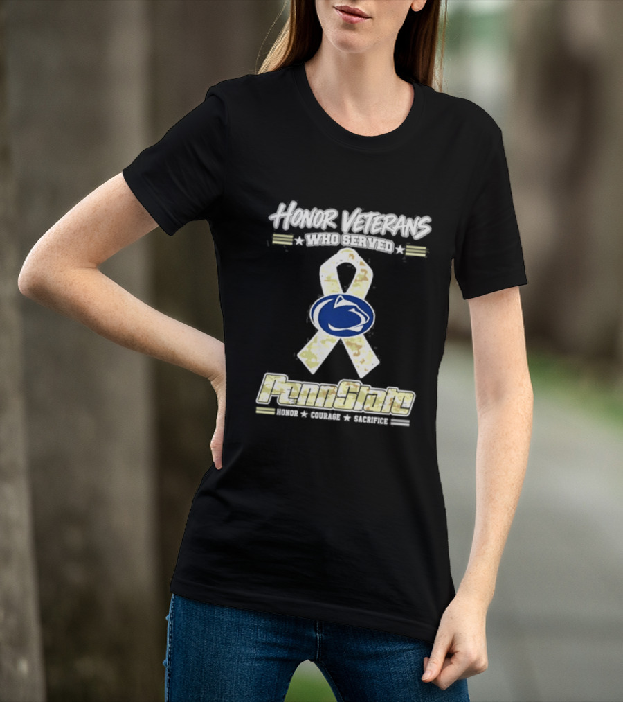 Penn State Nittany Lion Honor Veterans Military Camo Ribbon T-Shirt