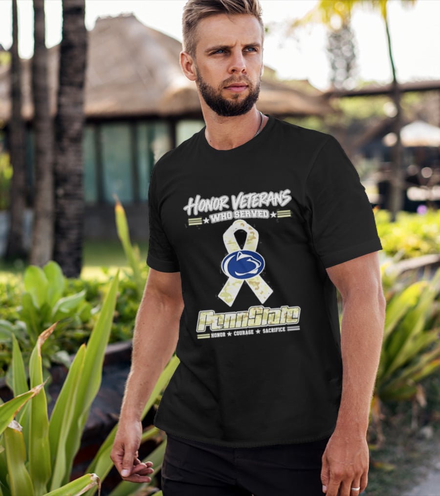 Penn State Nittany Lion Honor Veterans Military Camo Ribbon T-Shirt