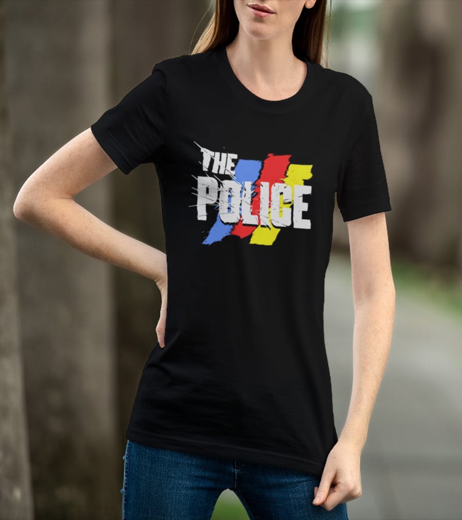 The Police Band Logo With Colorful Stripes T-Shirt