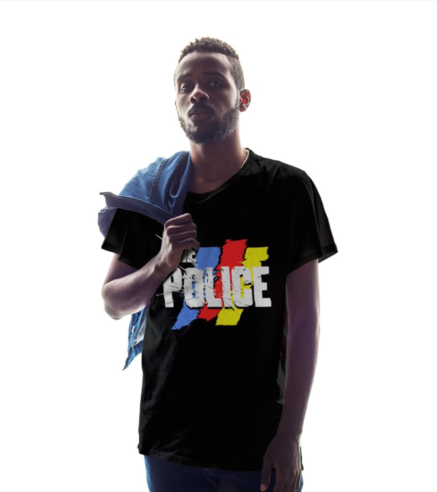 The Police Band Logo With Colorful Stripes T-Shirt
