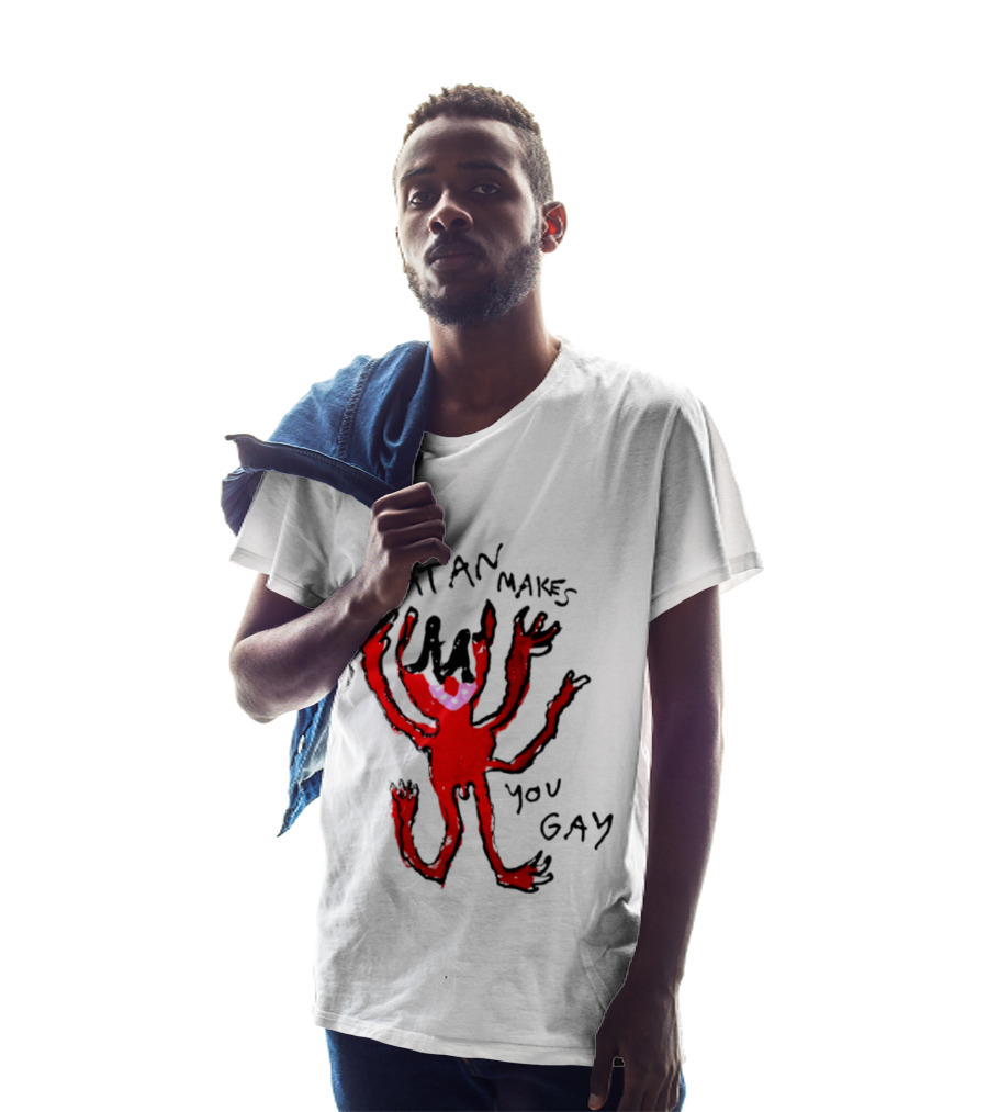 Satan Makes You Gay Devil Six Armed Creature T-Shirt