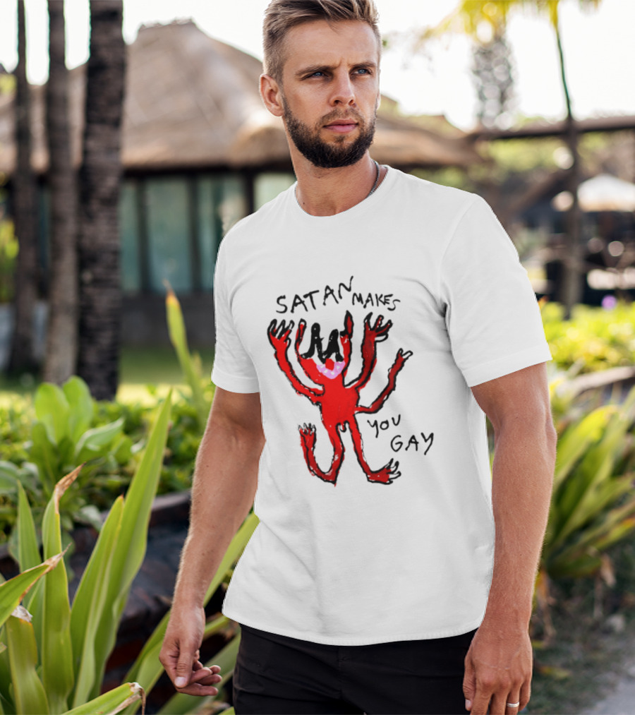 Satan Makes You Gay Devil Six Armed Creature T-Shirt